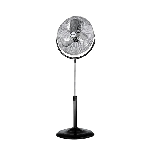 Zephir, Ventilatore A Piantana, Acciaio Cromato/Nero, Pala 50 Cm, 3 Velocità, 3 Pale, Altezza Regolabile Max.150C, Griglia Di Sicurezza, Potenza 120W