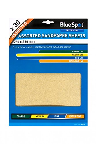 Blue Spot 19850 - Fogli Per Smerigliatura Assortiti, 30 Unità