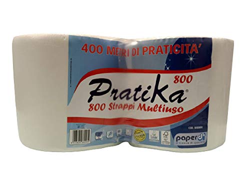 Bobina Carta 'Pratika 800' A 2 Veli Micro-Incollati, Doppia Aggraffatura, In Pura Cellulosa. 800 Strappi.