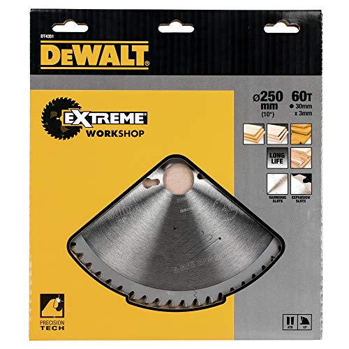 Dewalt Lama Per Stazionaria - Lavorazione Del Legno - 250 X 30 X 60 Tcg -5° 3.0 Mm Dt4351-Qz