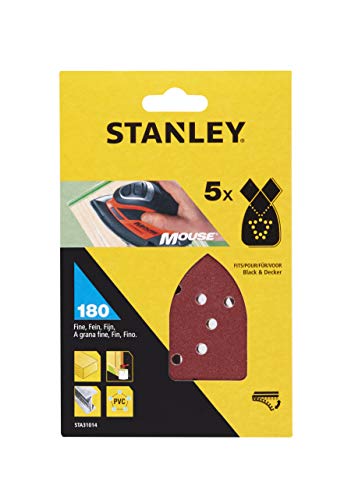 Stanley Sta31014-Xj - 5 Fogli Abrasivi Grana 180