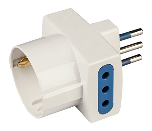 Poly Pool Pp0467S Adattatore Triplo Spina Piccola, 2 Prese 10 A , 1 Presa Standard Tedesco, 1 Pezzo, Bianco