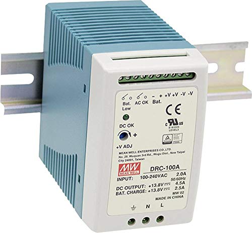 Mean Well Drc-100B - Alimentatore Di Rete Per Guida Din Rail, 27,6 V/Dc, 2,25 A, 96 W, 2 Pezzi