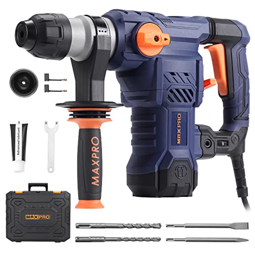 Maxpro Martello Perforatore, 1500W Martello Demolitore 5.5J, Sds Plus Mandrino, 3 Funzioni, 6 Velocità Variabili 0-850Giri/Min,Include 3 Punte Trapano