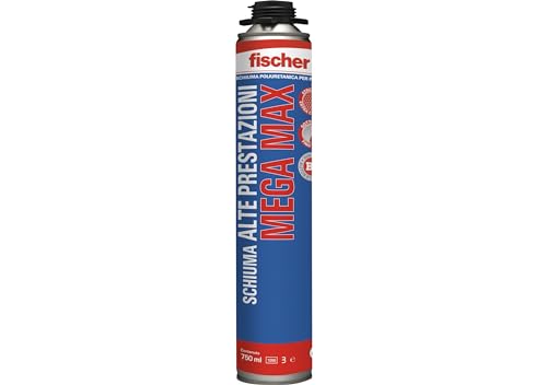 Fischer 559618 Pup Mega Max 750 Schiuma Poliuretanica Per Pistola Ad Alte Prestazioni, Reticola Anche In Profondità, Beige, 750 Ml