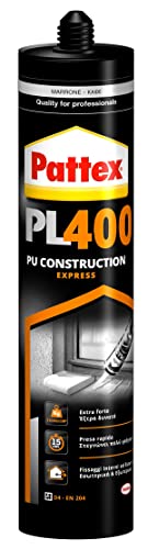 Pattex Pl400 Express, Adesivo Poliuretanico Per Incollaggi Strutturali, Per Interni Ed Esterni, Resistente Al Calore, Extraforte, Per Materiali Edili: