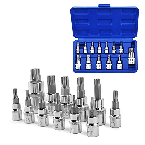 Nutmanel 13 Pezzi Set Inserti Torx Set Di Chiavi A Bussola Torx T8-T70 Set Chiavi In Acciaio Al Cromo Vanadio S2 Chiavi A Bussola Torx Acciaio Bit Soc