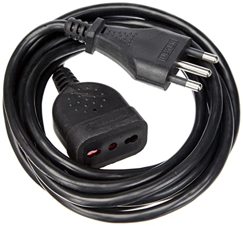 Electraline 46121 Prolunga 3 Mt Spina E Presa Bivalente 10/16A, Nero-Sezione Cavo 3G1 Mm