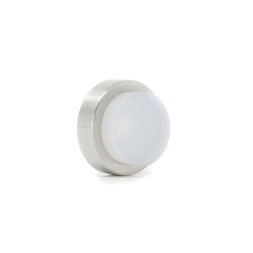 Evi Herrajes | Fermaparete Adesivo | 24 X 14 Mm | Gomma Bianca | Acciaio Inox V2A | Finitura Opaca | Compresi Utensile, Vite + Tassello Di Fissaggio |