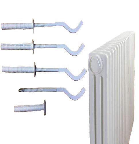 4 Staffe Di Montaggio A Parete Universali Per Radiatore (Bianco) Con Kit Di Fissaggio Gratuito