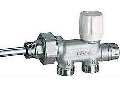Far 1430 - Valvola Bitubo Termostatizzabile Cromata Da 1/2". • Attacchi Intercambiabili Per Tubo Rame, Plastica E Multistrato • Interasse Derivazioni