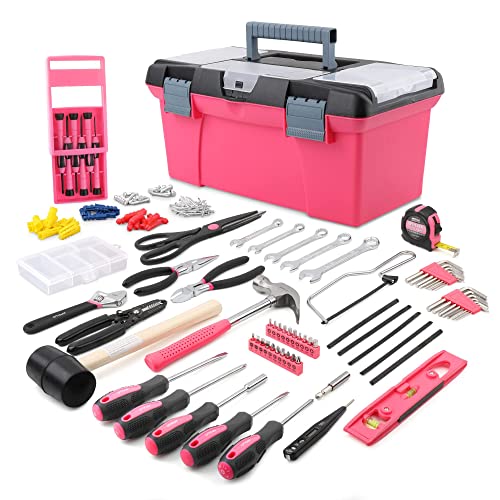 Hi-Spec Apollo Kit Completo Di Utensili Rosa Per La Casa Da 170 Pezzi Con Attrezzi Rosa, Kit Per Appendere Quadri E Cassetta Degli Attrezzi Rosa. Per 