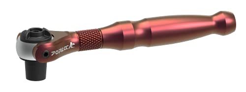 Poplock Testa Girevole Mini Hex Bit Ratchet 1/4 "Alluminio Reversibile 250 Gradi Quick Release Bit Driver Girevole Cricchetto - Rosso
