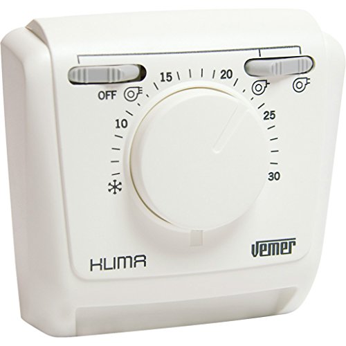 Vemer Ve268900 Klima 3V - Termostato Meccanico A Membrana A Gas Per Ventilconvettori (Fan-Coil), Funzione Riscaldamento/Condizionamento, Selettore 3 V