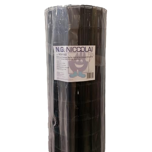 Ng Niccolai - Rotolo Rete Elettrosaldata Metallica Zincata E Plastificata Verde Per Recinzione - Varie Altezze Lunghezza 25 Metri (H. 180 Cm.)