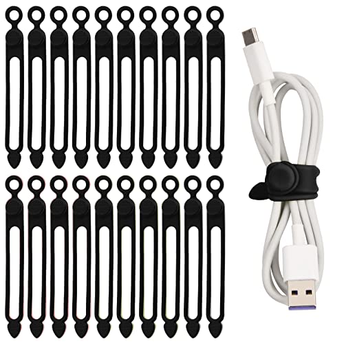 20 Pezzi Fascetta Per Cavi In Silicone Cable Ties, Fascette Riutilizzabili Fascette Stringicavo 10.5 * 1.2Cm, Fascia Di Fissaggio In Silicone Per Orga