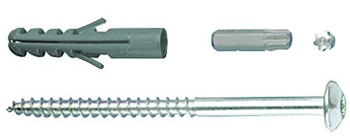 Alberts 554415 Set Di Viti | Accessori Per Fissaggio Di Inferriate | Set Di Viti Zincate | 4 Pezzi Viti & Tasselli | 105 X 7 Mm