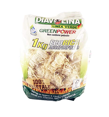 Diavolina Accendi Fuoco Eco-Ricci 100% Vegetale Greenpower Camini Stufe 1 Kg