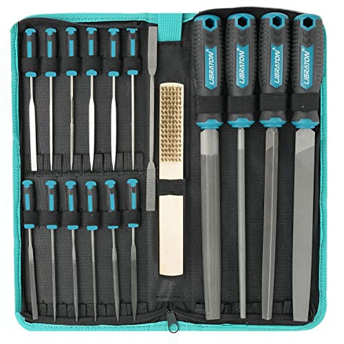 Libraton Set Di Lime Metalliche 31Pezzi, 4 Raspe Per Metallo In Acciaio Legato Forgiato A Goccia T12, 12 Lime Ad Ago, Lime Riffler, 12 Carte Vetrate,
