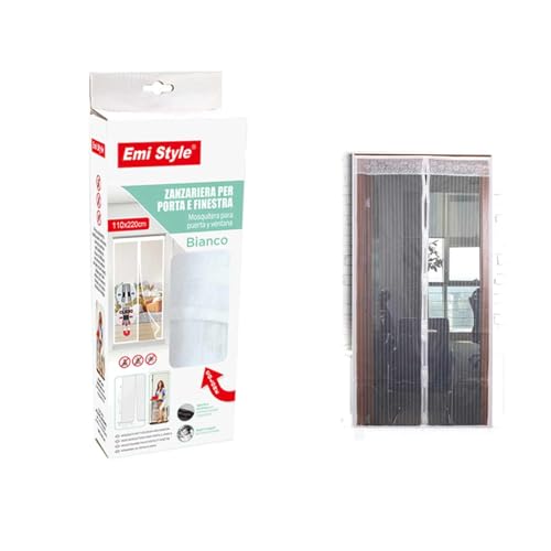 Tenda Zanzariera Magnetica Per Porta Finestra Con Adesivo In Velcro, Zanzariera Anti Insetti, Facile Da Installare (110X220Cm, Bianco)
