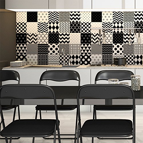 Ambiance-Live Col-Tiles-Ros-B004 _ 15 X 15 Cm Adesivi Adesivi Piastrelle, Multicolore, 15 X 15 Cm, Set Di 30 Pezzi