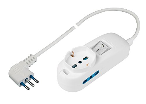 Poly Pool Pp2501Xl Multipresa Con Cavo Da 3 M – 2 Prese Bivalenti 10/16A 2P+T + 1 Presa Pluristandard 10A+Schuko – Spina Salvaspazio Da 16A-In, 3500 W