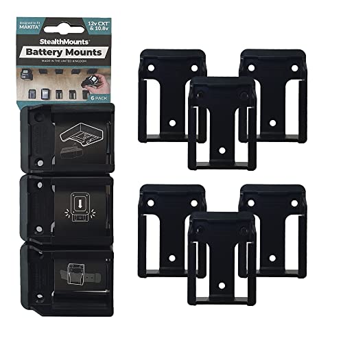 Stealthmounts Makita - Portabatterie 12 V | Supporti Batteria Cordless Per Utensili Elettrici Makita 12 V, Confezione Da 6 | Organizer Per Batterie Ma