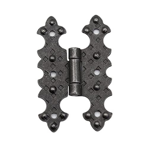 Kombi 4 Pz. Cerniere Ferro Battuto 40X68Mm Verticale Decorativa Mobili Fissaggio Effetto Vintage Antico Rustico Cassetta Baule