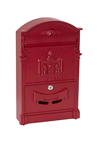 Arregui Residencia D-2151/R Cassetta Postale Individuale Di Stile Classico In Alluminio, Dimensione M (Din A4 E Riviste), Rosso