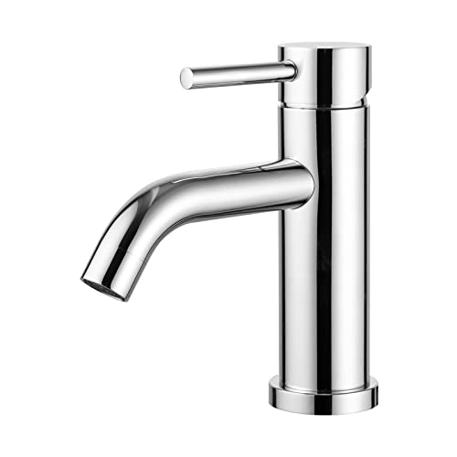 Ibergrif M11003 Star, Miscelatore Monocomando Per Bagno, Rubinetto Per Lavabo, Cromo, Argento