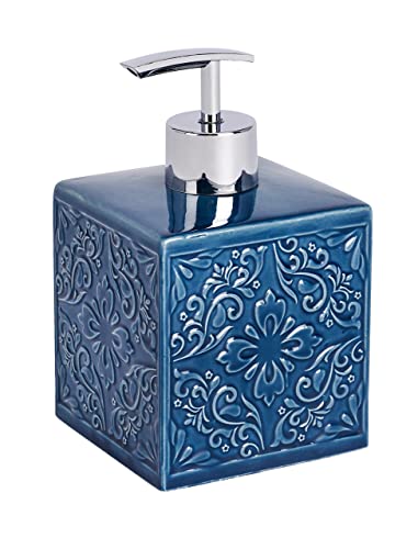 Wenko Dispenser Sapone Cordoba Blu Ceramica Capacità: 0.5 L, Ceramica, 8.5 X 13 X 8.5 Cm, Blu