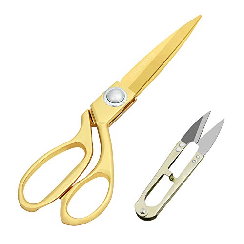 Handi Stitch Forbici Da Sarta Professionali Oro Con Tagliafili - Forbici Da Cucito In Acciaio Inox Da 22,86Cm - Forbici Per Stoffa, Pelle E Denim, For