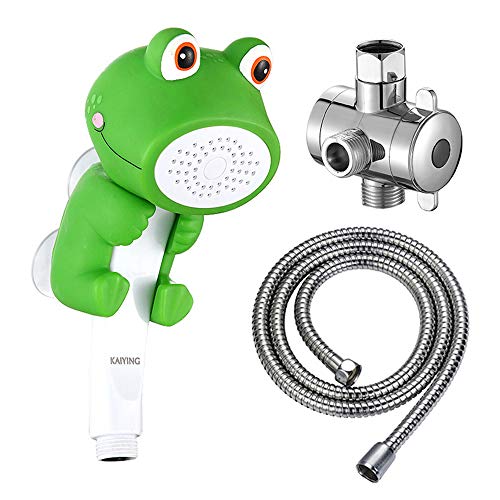 Kaiying, Soffione Doccia Per Bambini, A Forma Di Fumetto Con Flusso D'Acqua Per Bambini, Per Giocare A Bagno E Fare Il Bagno (J: Soffione (Froggie)+Tu