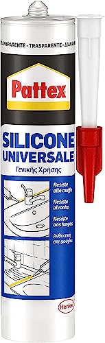 Pattex Silicone Universale Trasparente, Silicone Bagno E Infissi, Silicone Sigillante Resistente Alla Muffa, Silicone Trasparente Sigillante 1 Cartucc