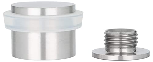 Evi Herrajes | Fermaporta | 28 X 20 Mm | Base Filettata | Gomma Bianca | Acciaio Inox | Finitura Opaca | Compresi Utensile, Vite + Tassello Di Fissagg