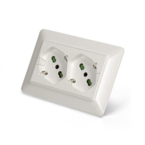 Fanton 42100-27 Multipresa Universale Da Incasso Opera/Mtx Doppia Presa Bipasso Schuko 2P+T 16A Precablata Per Scatola A 3 Moduli