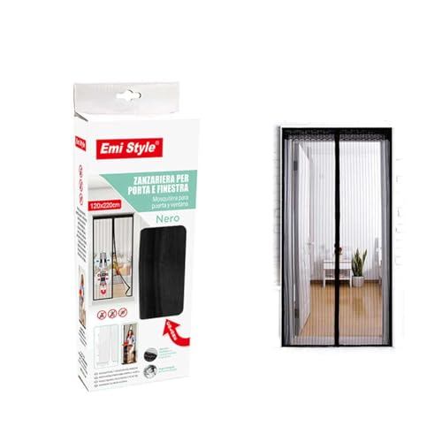 Tenda Zanzariera Magnetica Per Porta Finestra Con Adesivo In Velcro, Zanzariera Anti Insetti, Facile Da Installare (120X220Cm, Nero)