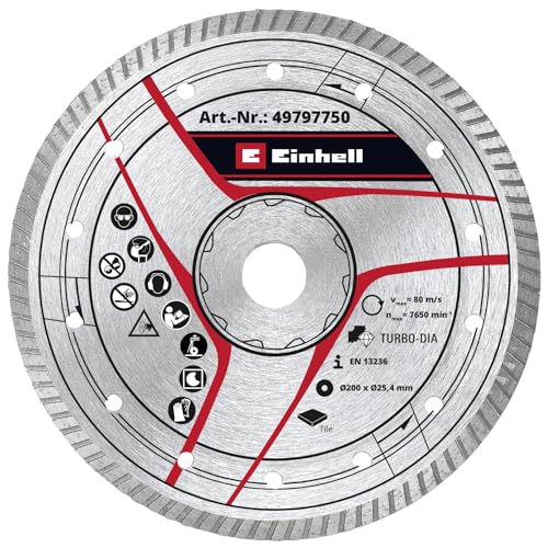 Kwb By Einhell Disco Da Taglio Diamantato 200 X 25,4 Mm, Accessorio Tagliapiastrelle (Ø 200 X 25,4 Mm, Bordo Diamantato 8 Mm, Max. 7640 Min-1, Adatto