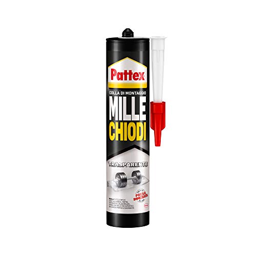 Pattex Millechiodi Trasparente, Adesivo Di Montaggio A Base Acqua Con Presa Immediata, Adesivo Trasparente Preciso Per Metallo, Legno E Altro, In Cart