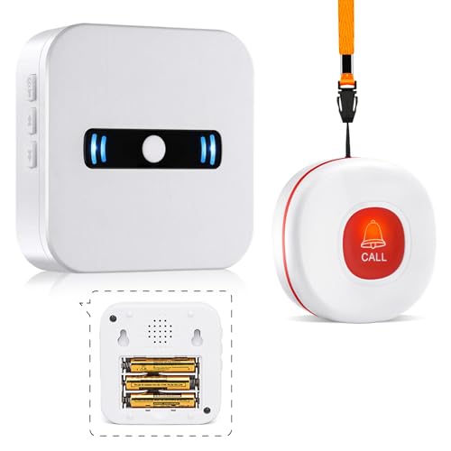 Daytech Pulsante Di Chiamata Wireless Di Caregiver Pager Per Paziente Anziano Nel Sistema Di Allarme Domestico 1 Ricevitore Portatile E 1 Trasmettitor