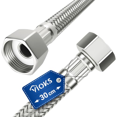 Stainless Steel Reinforced Hose 30 Cm With 2 X 1/2" Connection Suitable For Drinking Water