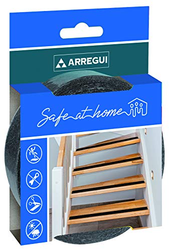 Arregui Nastro Adesivo Antiscivolo Nero, Per Interni Ed Esterni, Per Scale, Autoadesivo, 15 M X 25 Mm