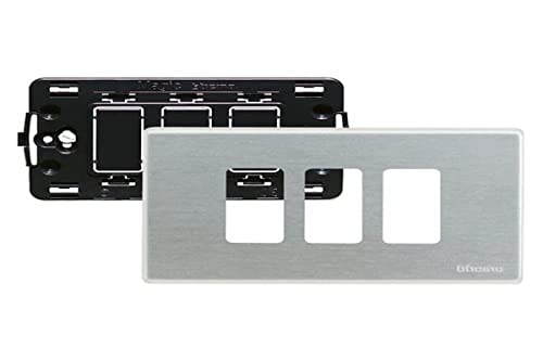 Bticino S503/13Xs Placca E Supporto Per Punto Luce, Serie Magic Per Scatola Rettangolare, In Acciaio Oxidal, Robusta E Affidabile, 1 Modulo