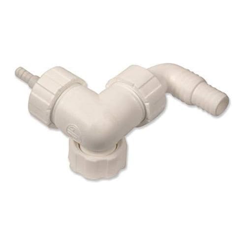 Acquastilla 117945 - Doppio Raccordo Di Scarico Lavatrice E Asciugatrice, Valvola Non Ritorno E Dado Girevole 1", Bianco
