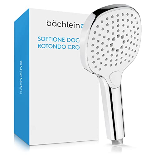 Soffione Universale Bächlein - Soffione Con 3 Tipi Di Getto, Facile Da Cambiare Con Un Pratico Pulsante - Soffione Quadrato Cromato - Doccia A Mano Co