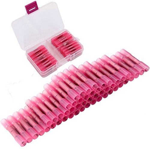 Cesfonjer 50 Pcs 22-16 Awg Connettori Per Cavi Impermeabili Rosso - Terminale A Crimpare Terminali Kit - Terminali Termorestringenti Terminali, Giunzi