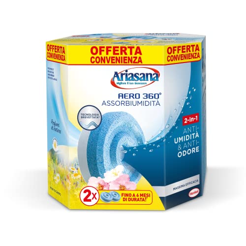 Ariasana Aero 360° Ricarica Tab Fiori Di Campo Per Dispositivo Aero 360° Kit, Assorbi Umidità In Tab Profumata Rilassante, Elimina I Cattivi Odori, Ar