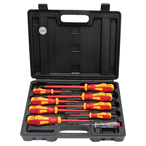 Cclife 9 Pezzi Set Cacciaviti Da Elettricista Cacciaviti Isolati Con Punte A Taglio, Phillips, Pozidriv, Vde Da 1000 V Set Cacciavite Isolato