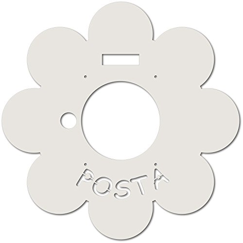 Alubox 08Miaplmarghebi Frontale Intercambiabile Per Cassetta Postale Mia Con Disegno Margherita, Bianco