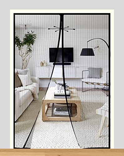 Ledlux Tenda Zanzariera Magnetica Porta Finestra Bianco 90X210Cm (160X240Cm, Nero)